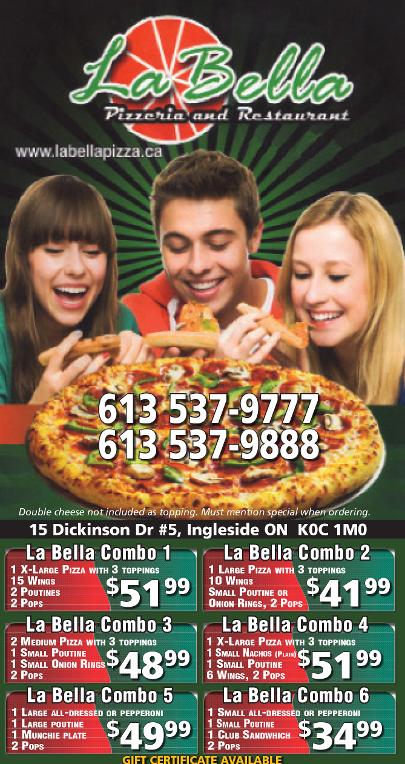 La Bella Pizzeria and Restaurant Menu